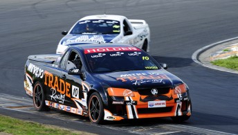After a challenging season James 'Huggi' Urquhart took his first UDC V8 Ute race win at Hampton DOwns last time out. pic Geoff Ridder