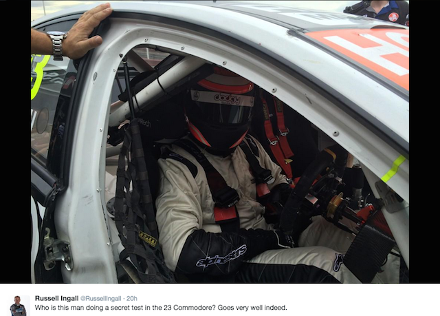 Russell Ingall tweeted this picture of Simon McNamara aboard LDM's Holden at Sandown