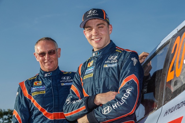 Hayden Paddon and co-driver John Kennard. pic: Michael Vettas