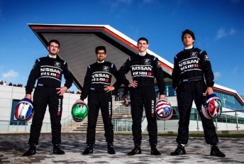 GT Academy winners Gaetan Paletou (France), Ricardo Sanchez (Mexico), Ahmed Bin-Khanen (Saudi Arabia) and Nicolas Hammann (USA)