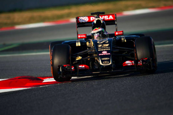 Pastor Maldonado cracks fastest time on soft tyres on the opening day of the Barcelona F1 test