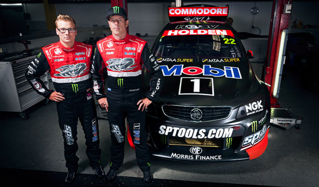 Perkins and Courtney with the car in its SMP test livery