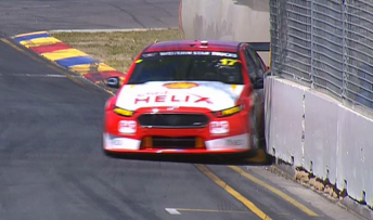Ambrose tagged the wall on his slow down lap