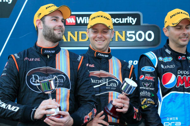 Van Gisbergen and Webb on the Sandown podium