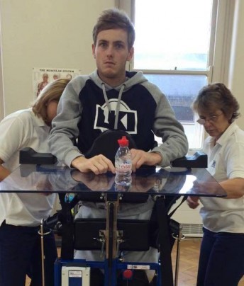Darcy Ward has been assisted to his feet for the first time in hospital