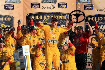 Logano is all smiles in Kansas