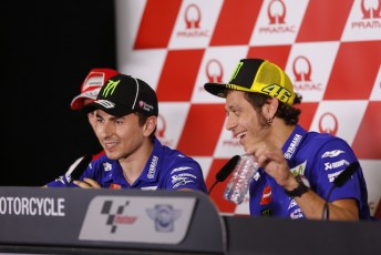 Jorge Lorenzo (left) and Valentino Rossi are vying for his year's MotoGP title