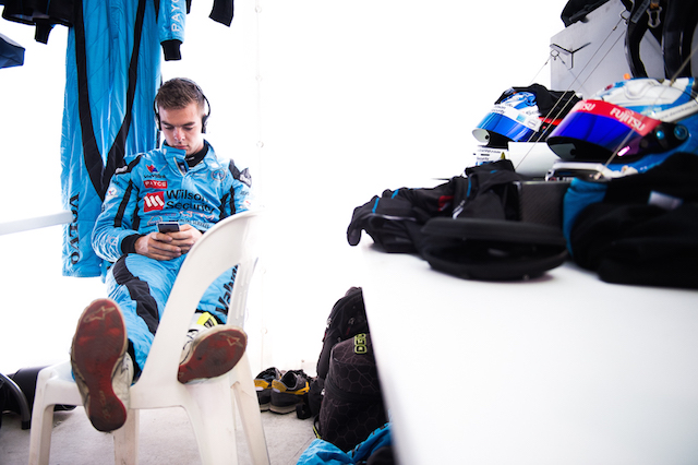 Sunday poleman Scott McLaughlin catching some chill time in between sessions