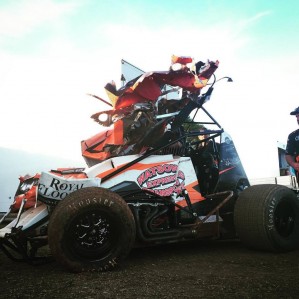 The remains of Ian Madsen's sprintcar