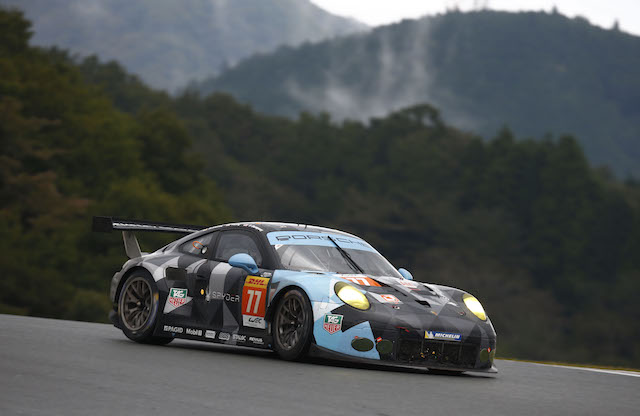 The Dempsey Proton Racing Porsche RSR on its way to a class win for Dempsey, Patrick Long and Marco Seefried at Fuji last year