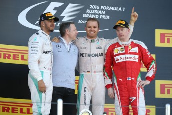 Mercedes' Nico Rosberg celebrates his fourth consecutive win of the season