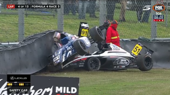 Denton and Conroy escaped this crash unscathed pic: Fox Sports