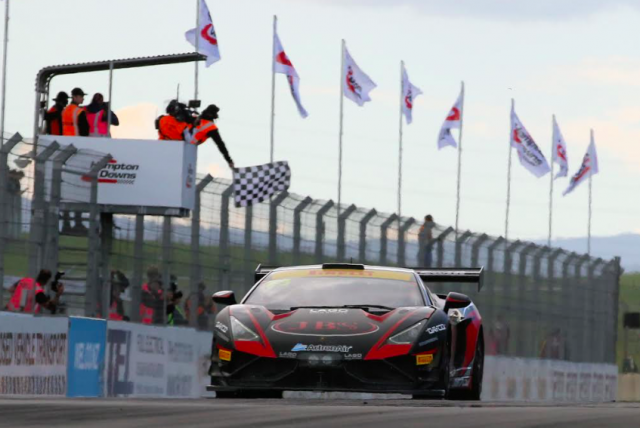 David Russell takes the flag to win the Hampton Downs 101 pic: Neville Bailey